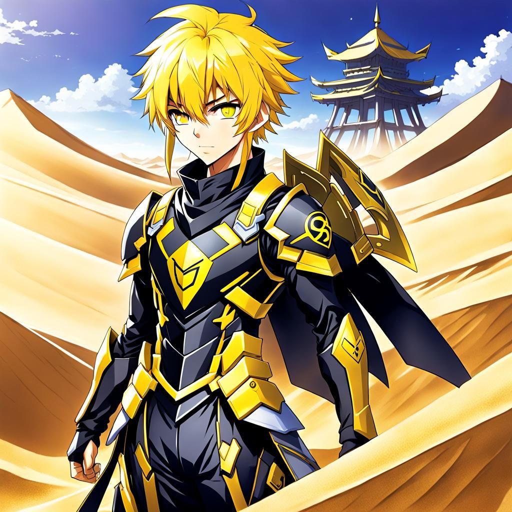 Anime Boy with Sand Armor and Yellow Claw