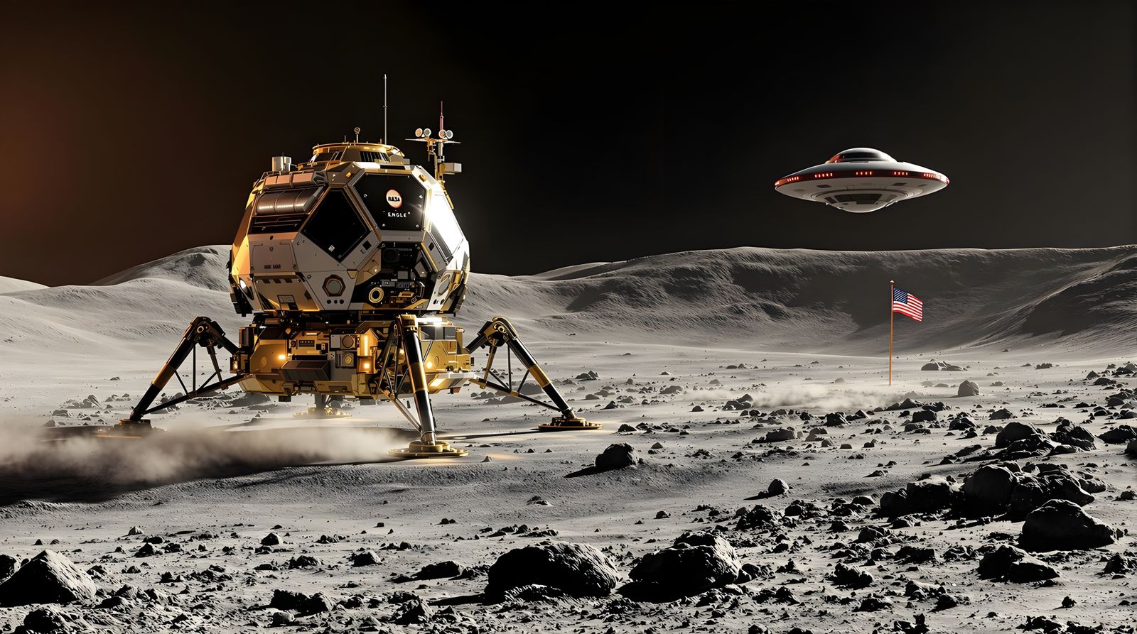 NASA Moon Lander Touches Down on Lunar Surface in Photoreali...
