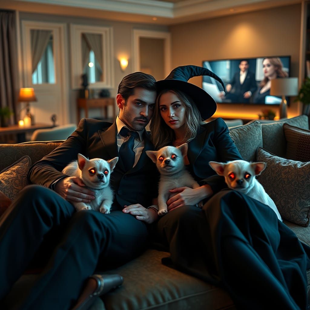 Lesbian Vampire and Witch Couple in Ultra-Photorealistic Sty...