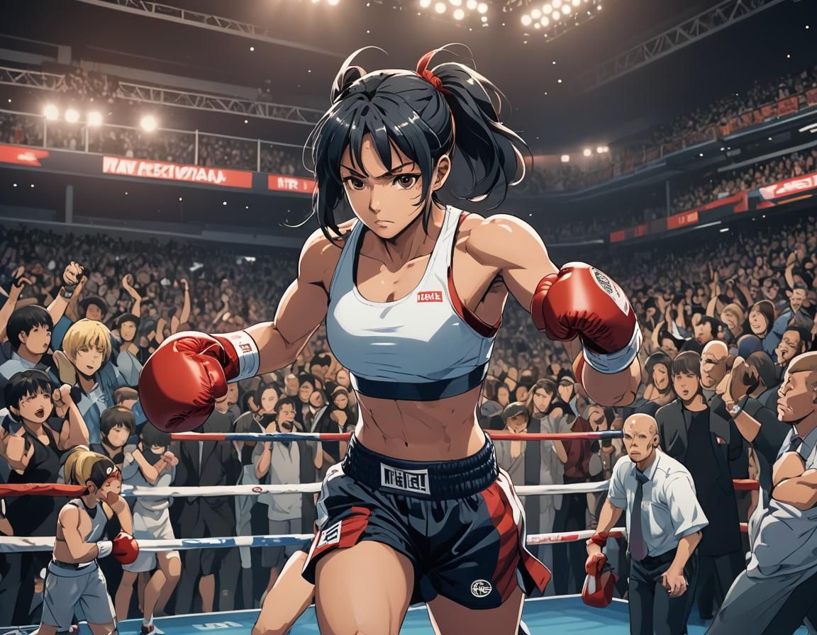 Anime Manga Scan: Woman Going to Boxing Match