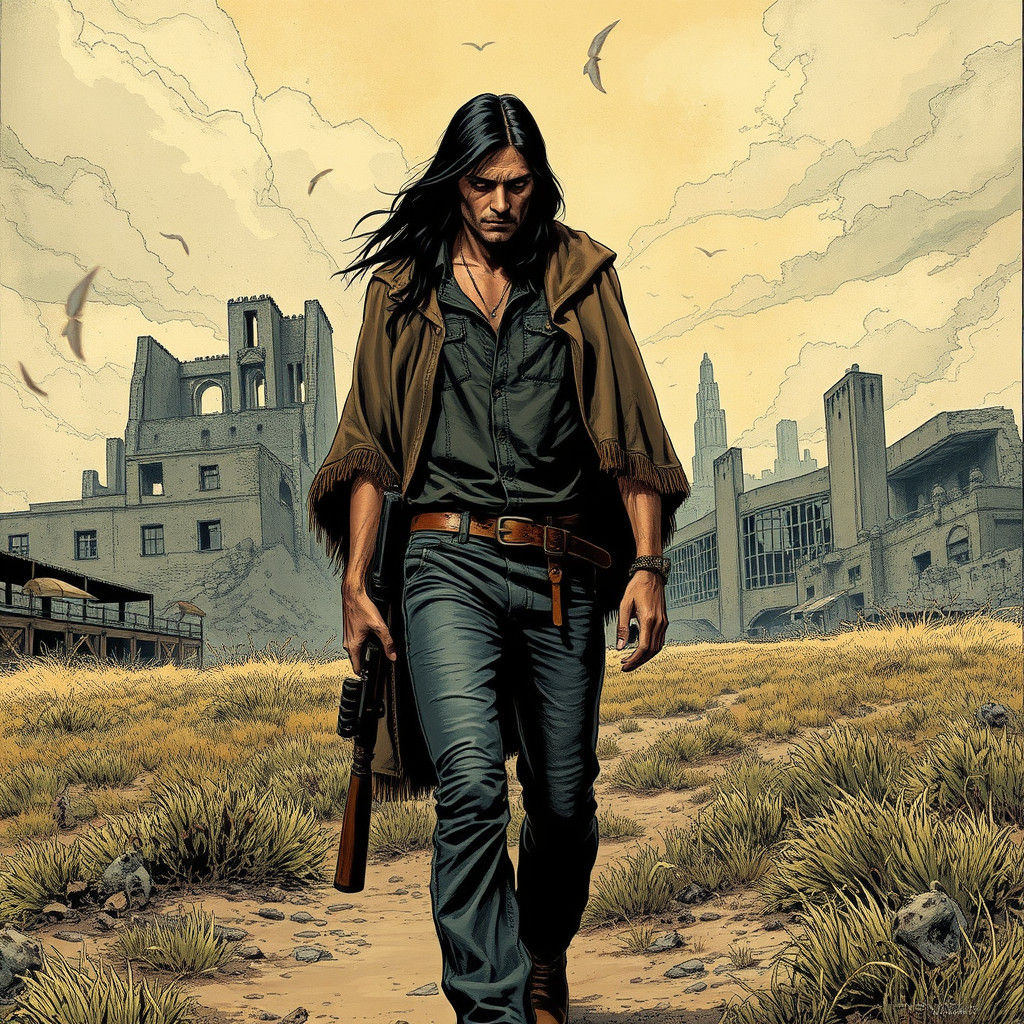 Lakota Warrior in Wasteland Comic Art