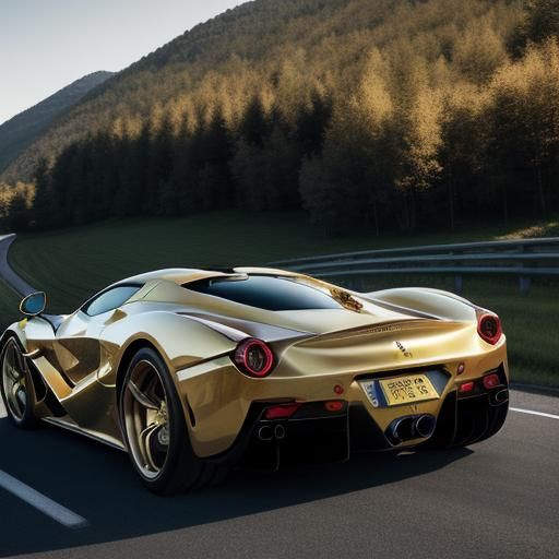 Gold Ferrari LaFerrari in Italian Countryside