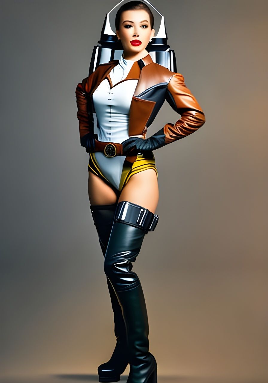 Retro Sci-Fi Pinup Rocketeer in Flight