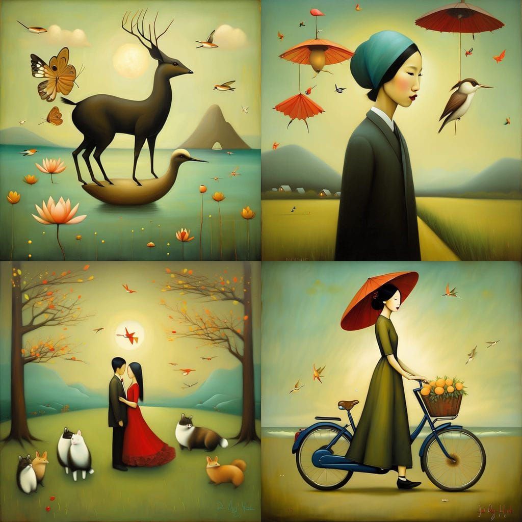 Minimalist Ink Wash Painting of a Lone Tree