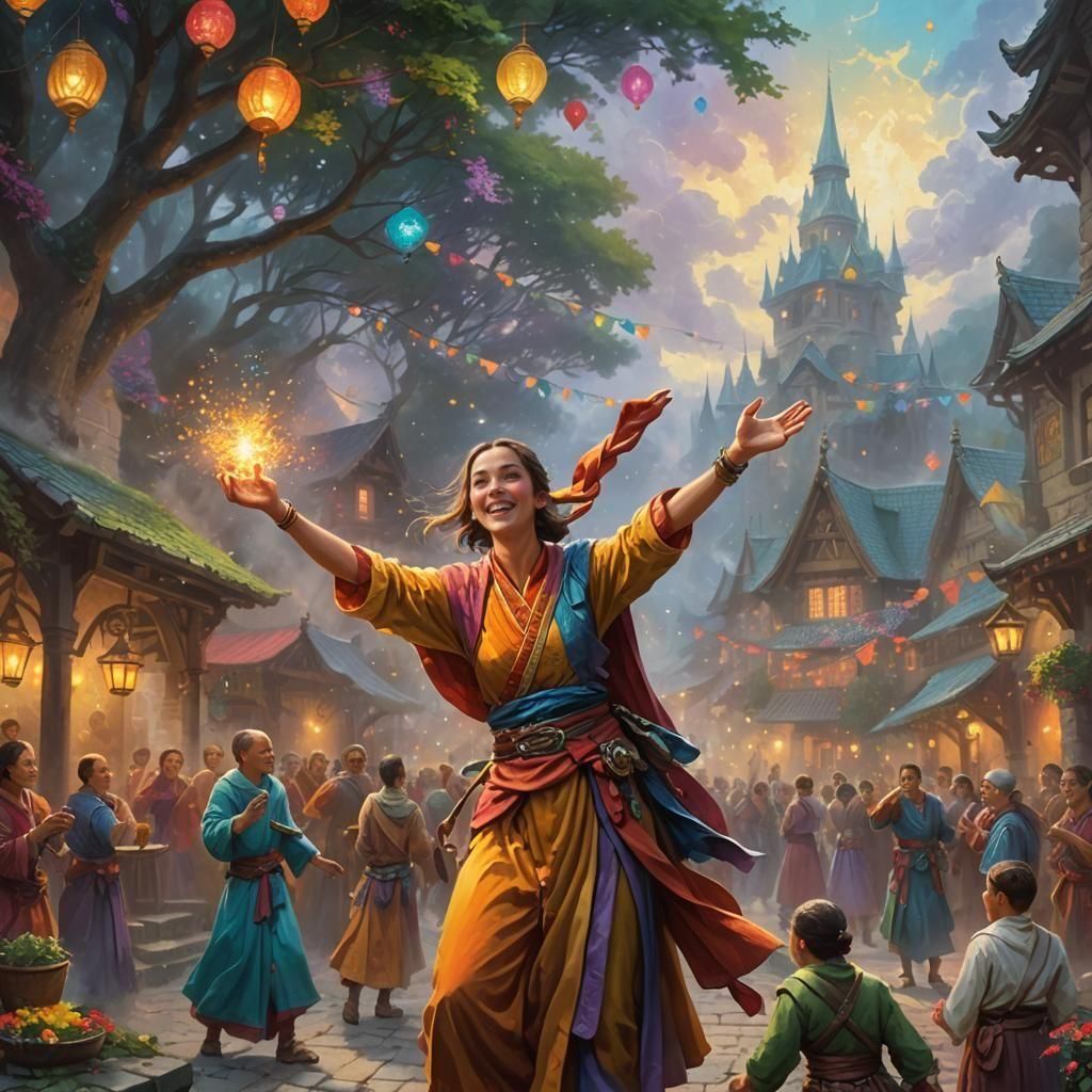Cheerful DnD Monk Greets Party in Ethereal Style