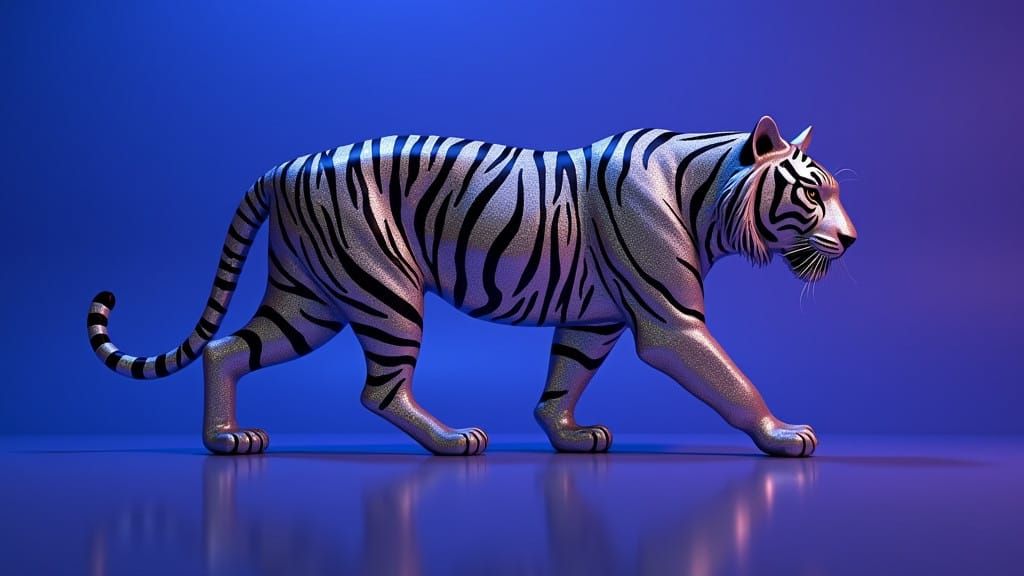 Surreal Chrom Tiger in High Contrast Realism