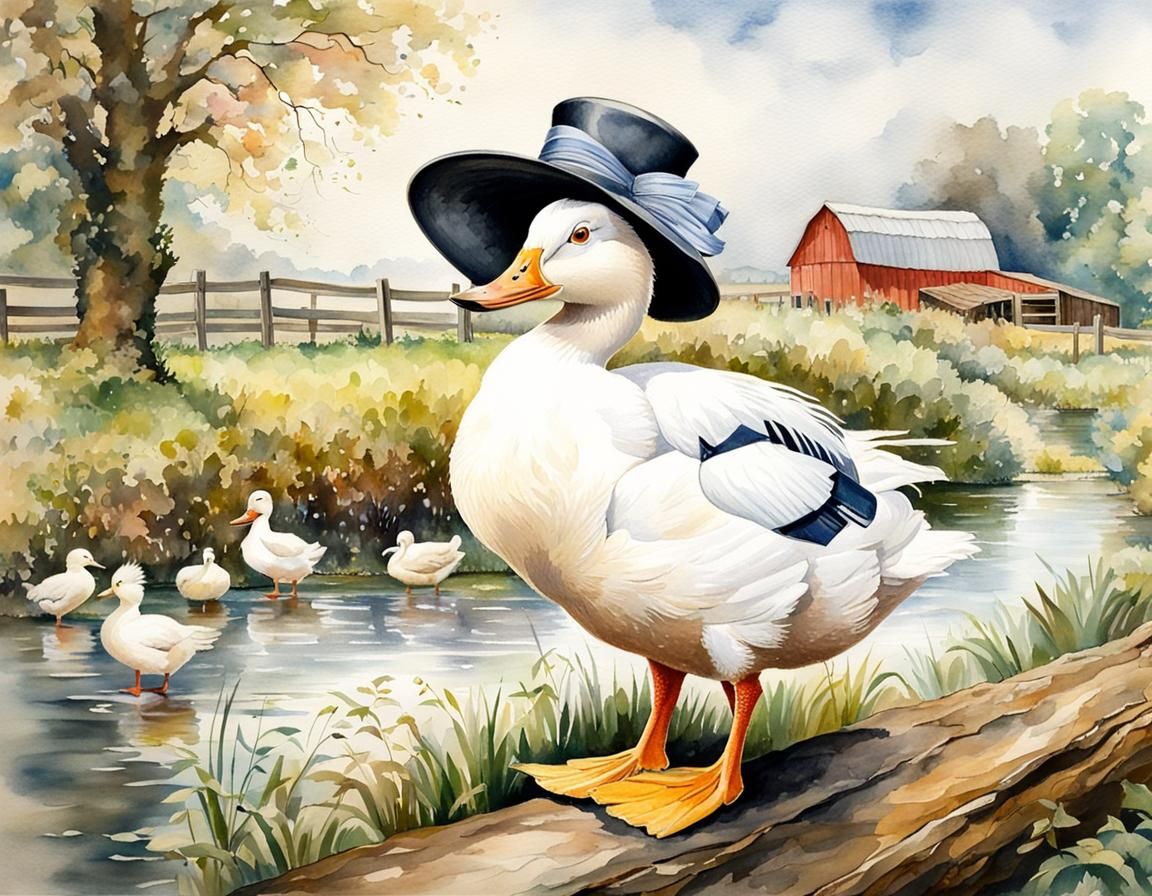 Jemima Puddle-Duck in Watercolor on the Farm