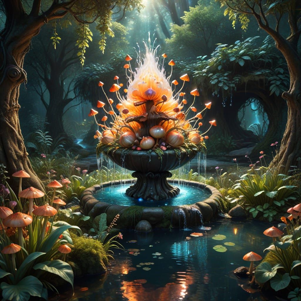 Magical Onion Fountain in Enchanted Forest