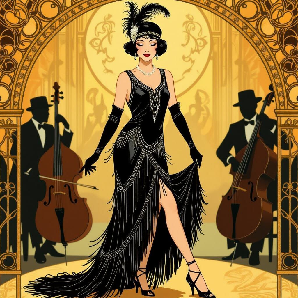 Tiana as 1920s Flapper in Art Nouveau Style