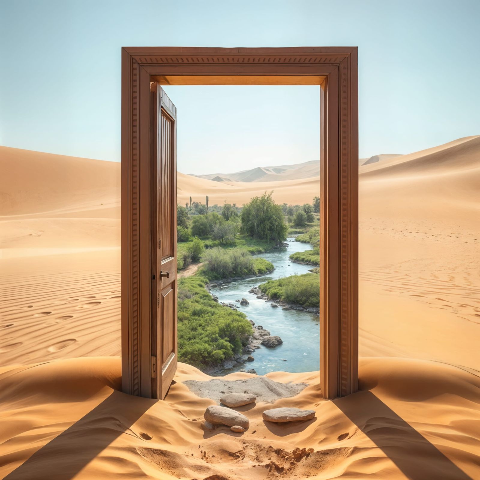Surreal Desert Doorway to Lush Paradise
