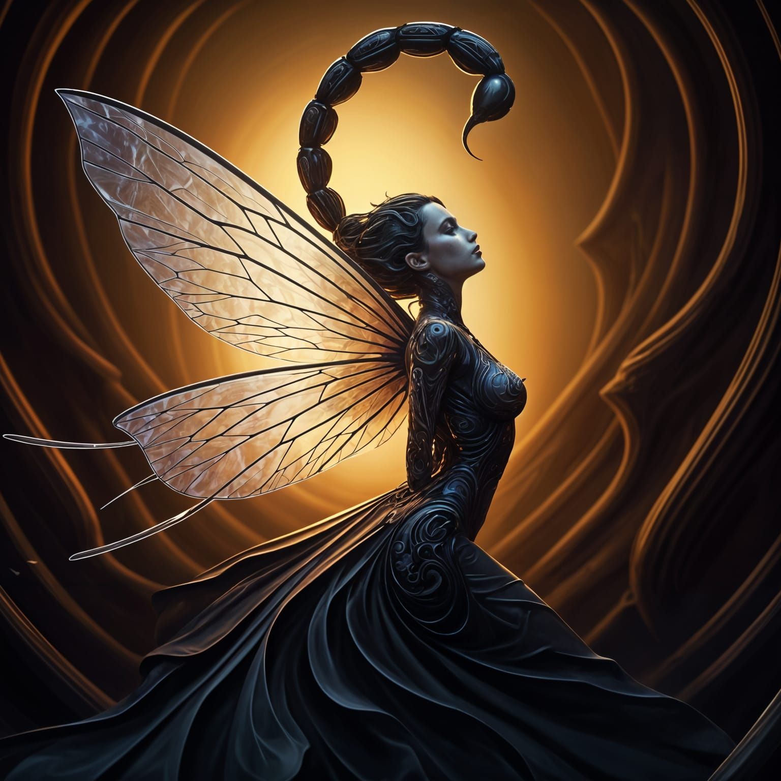 Mystical Futuristic Scorpion Butterfly Angel