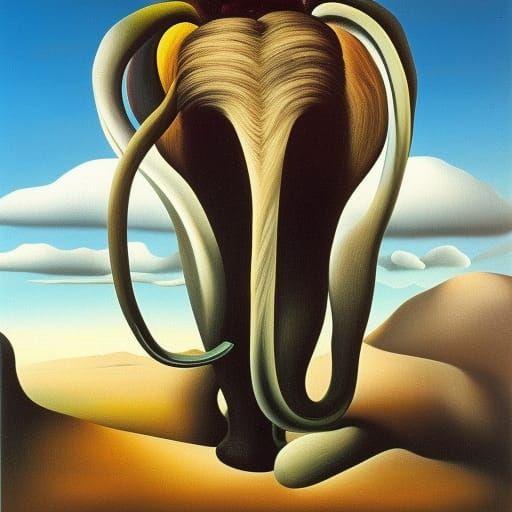 Surreal Melting Woolly Mammoth, Dali Style