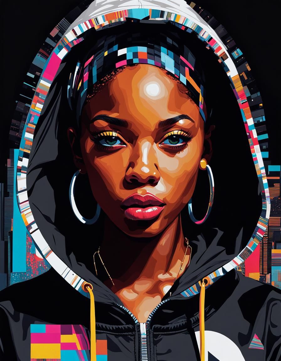 Glitch Art Portrait of a Young Woman