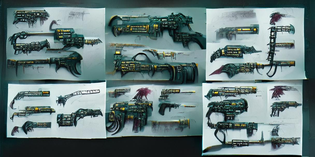 Cyberpunk Warhammer 40k Weapon Concept Art
