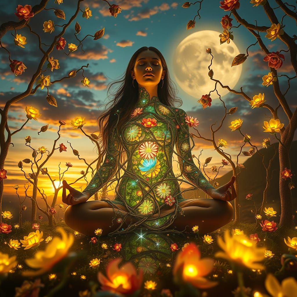 Surrealist Goddess in Dreamlike Landscape of Light and Whims...