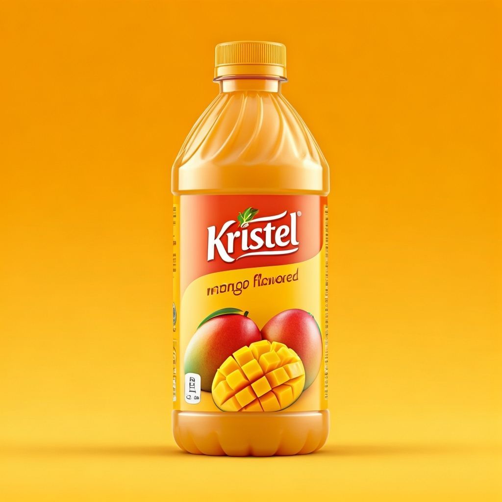 Kristel Mango Juice Bottle - Realistic Product Photography