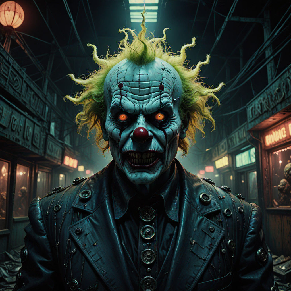 Surreal Carnival Nightmare in Vibrant, Chilling Colors