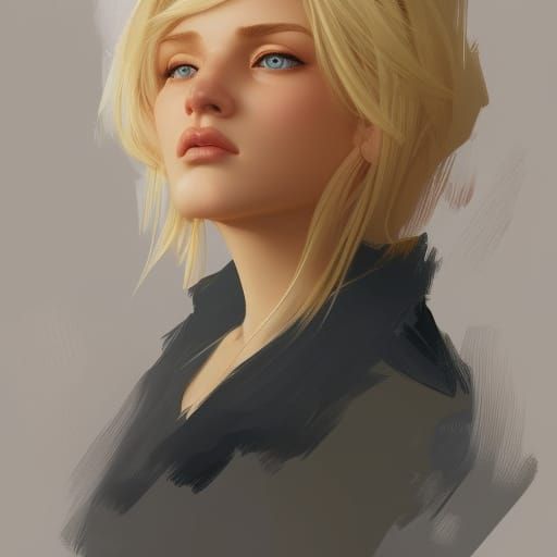 Blond Girl Portrait in Hyperdetailed Art Style