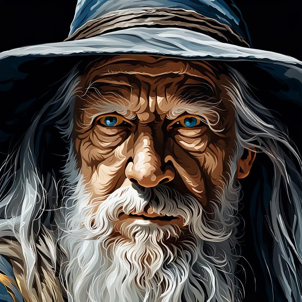 Gandalf the Grey Portrait in Digital Oil Painting Style