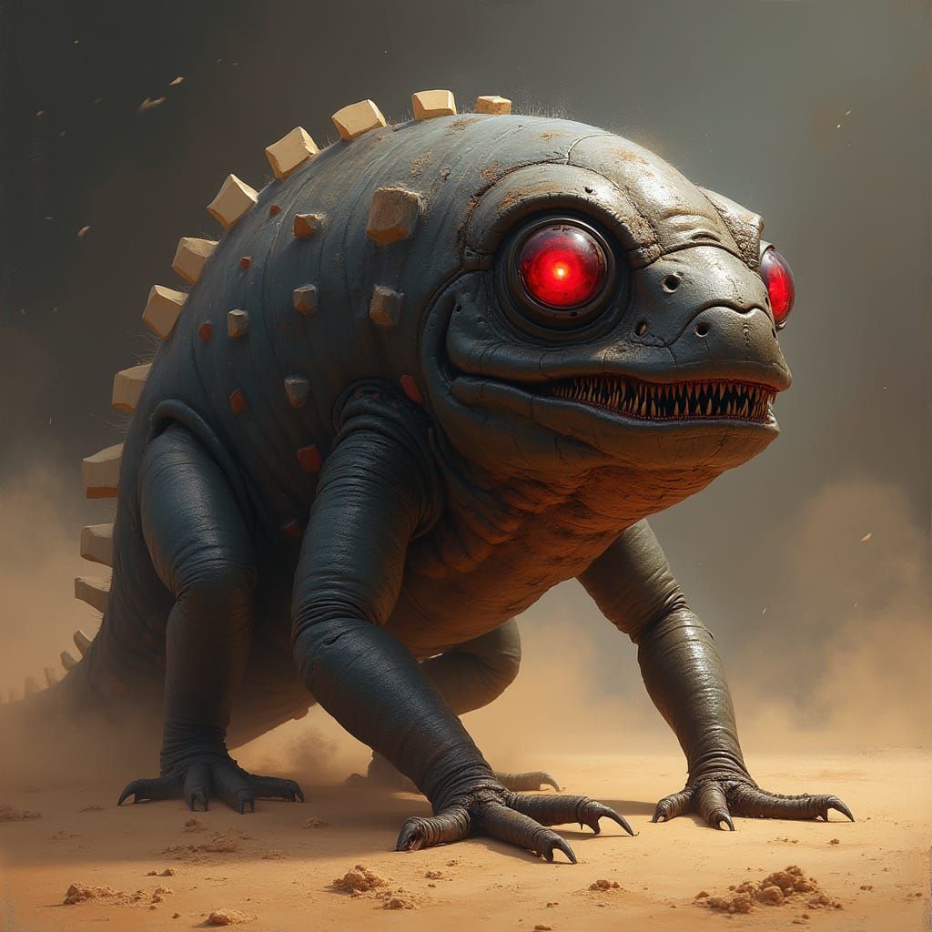 Sandworm Skullcrab Hybrid Emerging From Desert