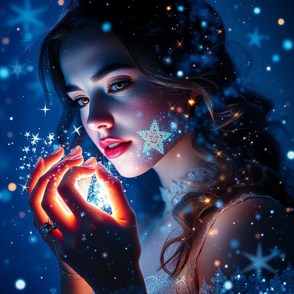 Starlight Harvester in a Bioluminescent Workshop