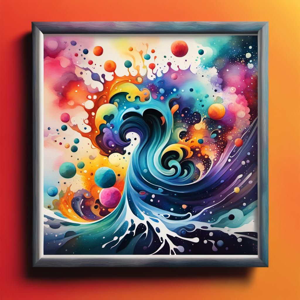 Abstract Galactic Splash Art in Watercolor Style