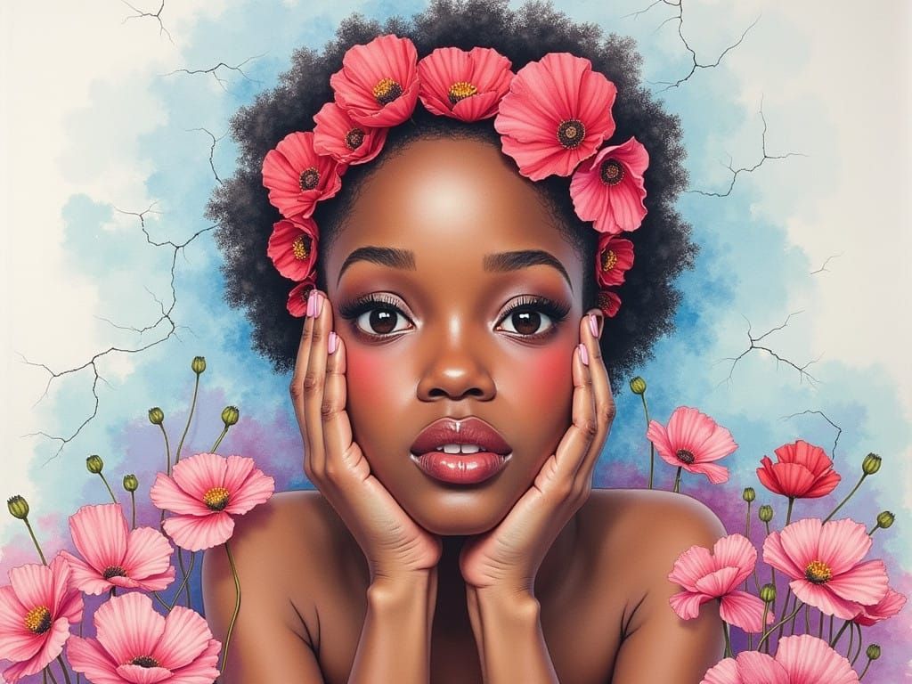 Surreal Watercolor Portrait in Pastel Hues