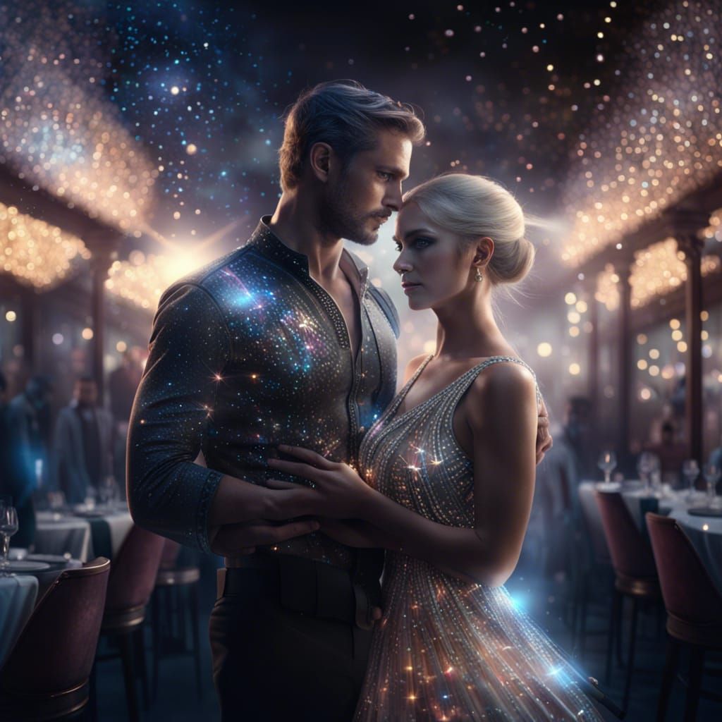 Stardust Woman and Handsome Man Portrait in Fantasy Style