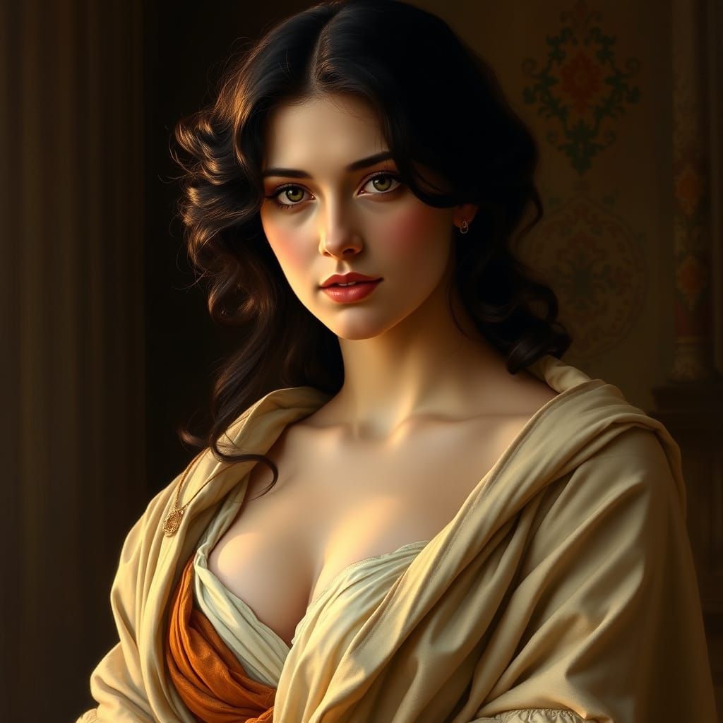 Classical Beauty: Woman in Ethereal Golden Hour Light