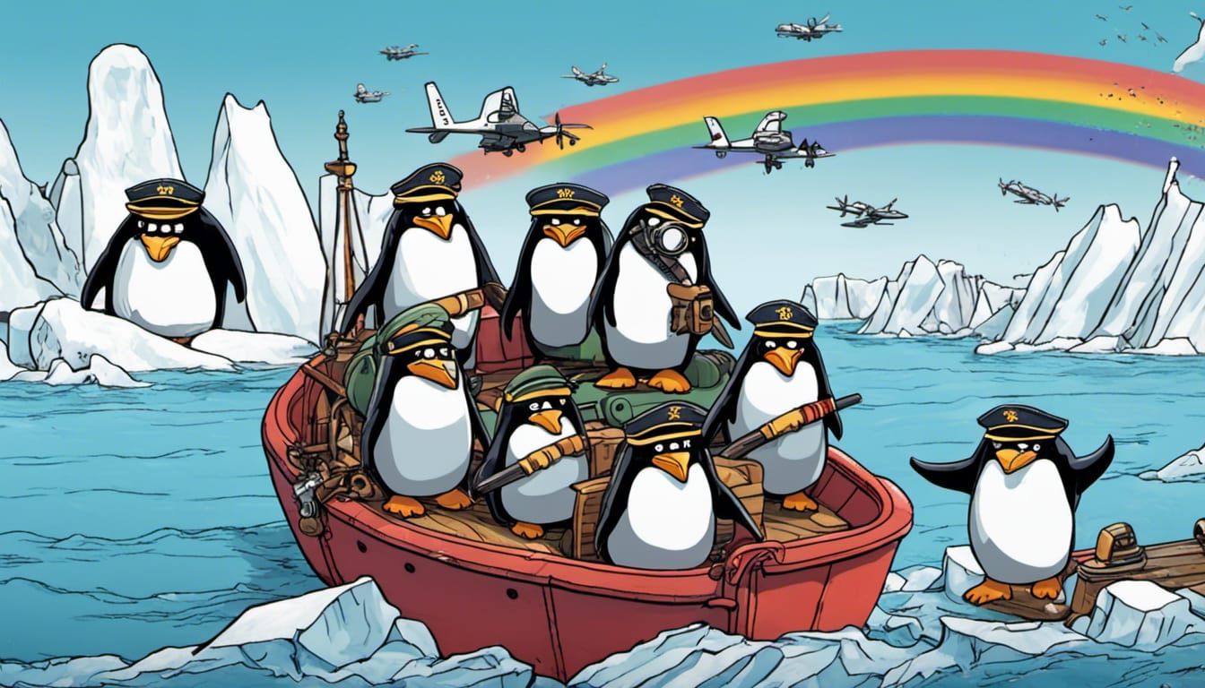 Pirate Penguin Army on Icy Seas