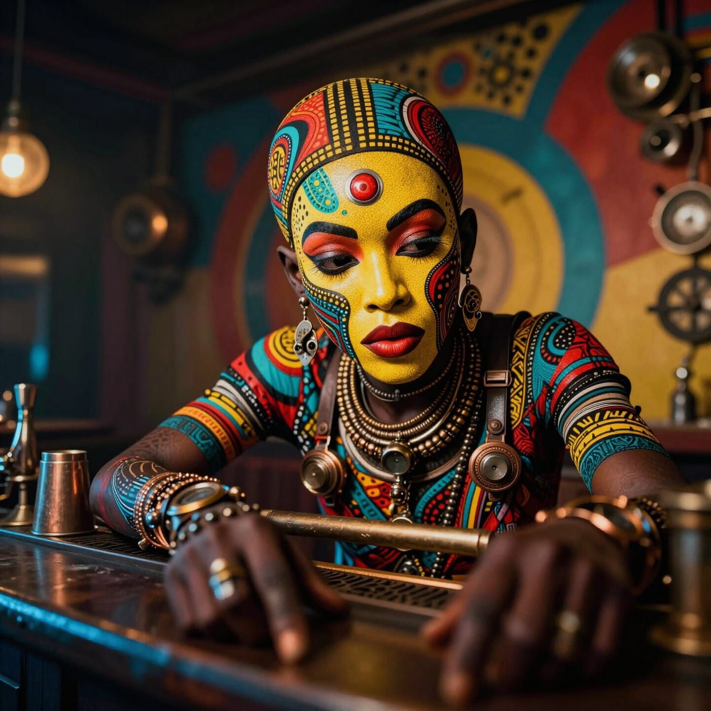 Steampunk Character with Vibrant Colors and Dynamic View