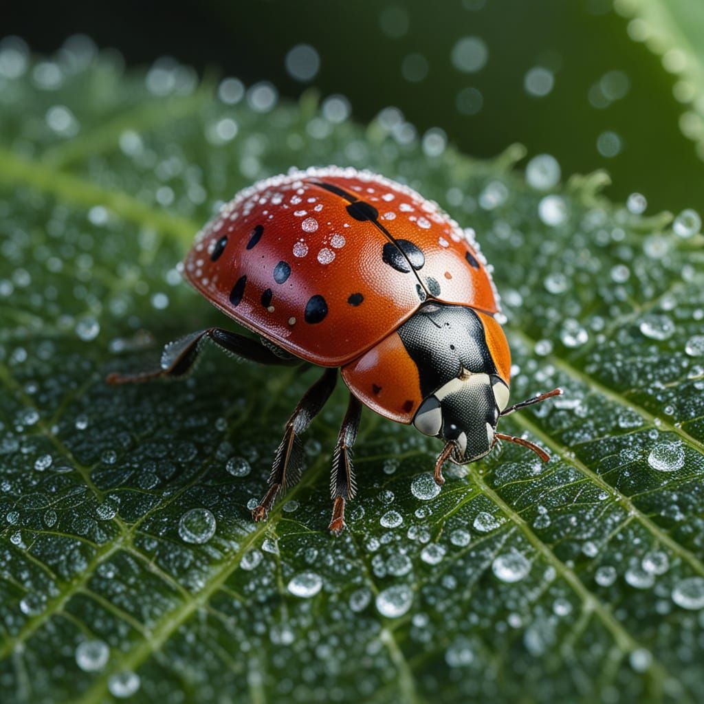 Ladybug's Galactic Journey: Macro Photorealistic Image