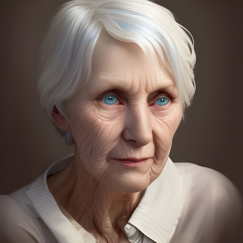 Beautiful Portrait of an Elderly Woman in Hyperdetailed Styl...
