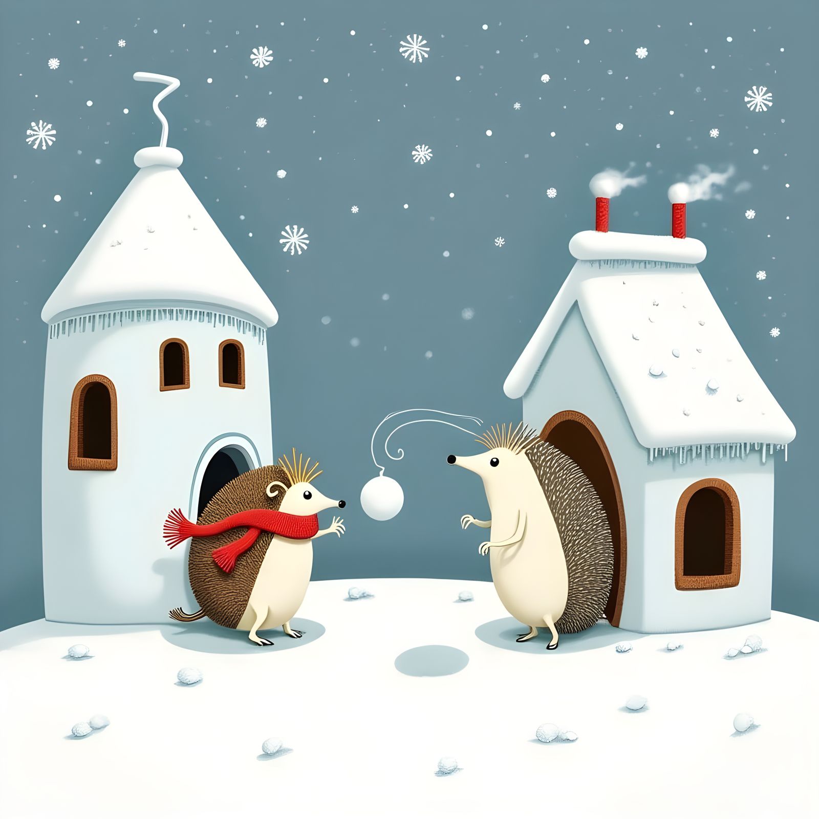 Wintery Hedgehog Duel in Snowy Battleground