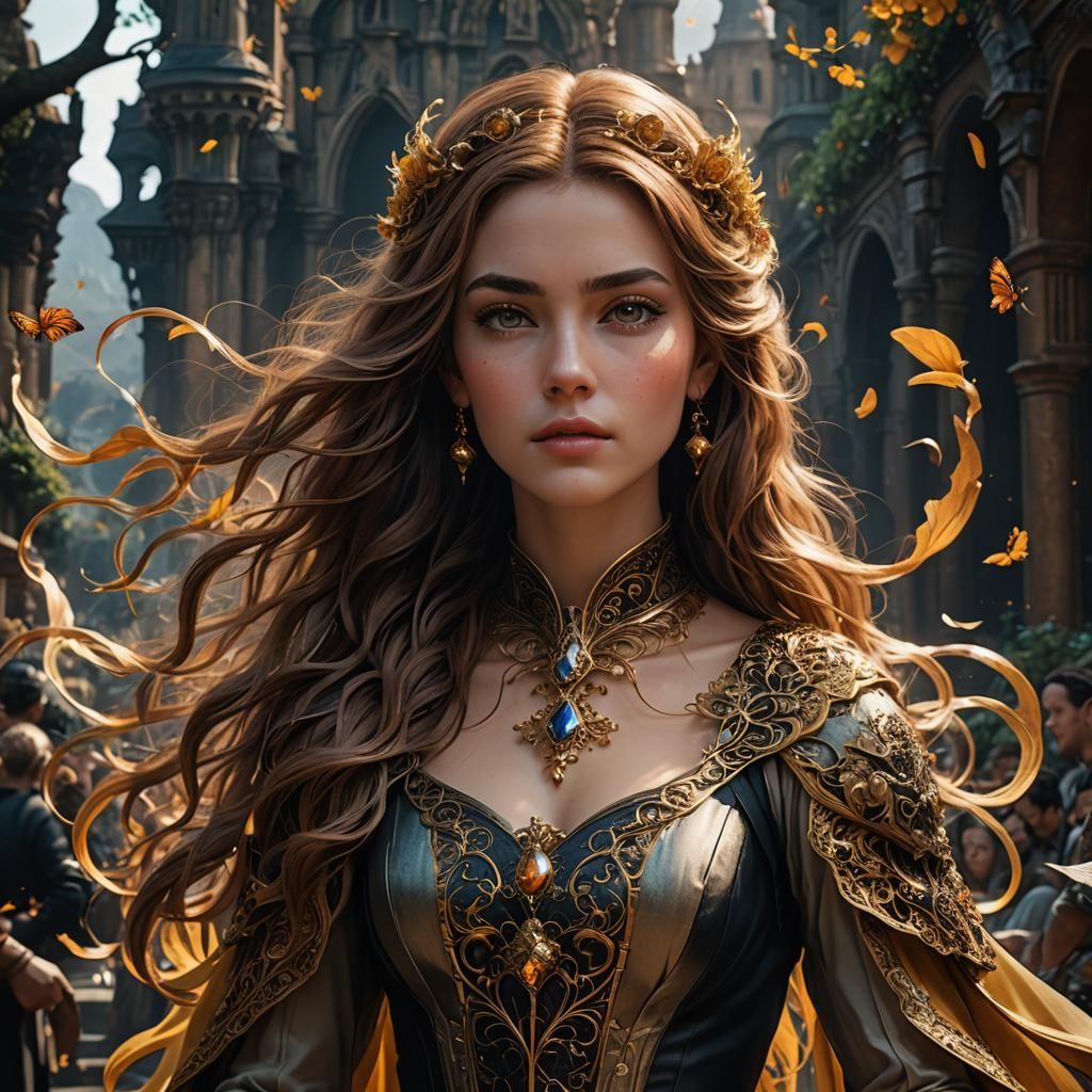 Beautiful Woman with Black Hair: Fantasy Concept Art