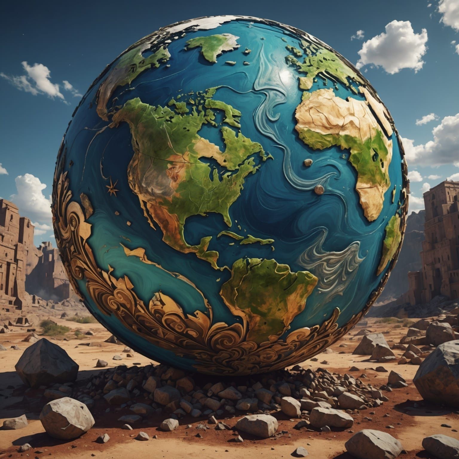 Earth as a Detailed Picasso-Style Painting