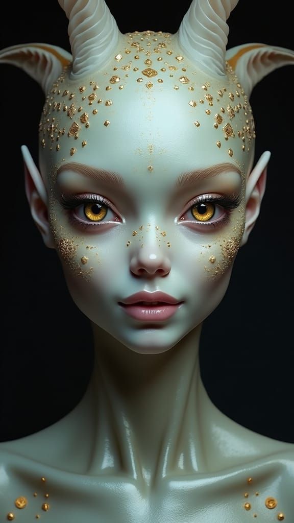 Alien Humanoid Portrait with Gold Details