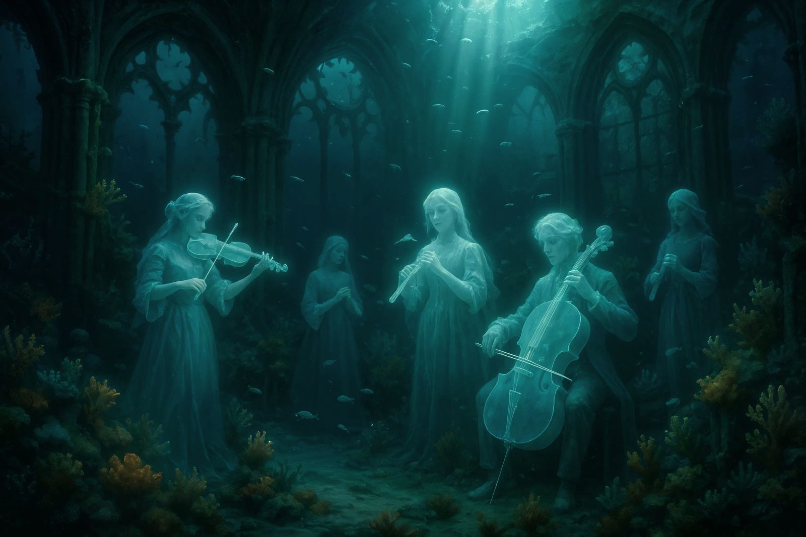 Sunken Cathedral Choir: An Ethereal Digital Painting