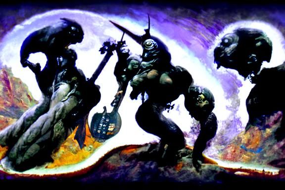 Alien Rock Band Under the Stars: Fantasy Sci-Fi Art