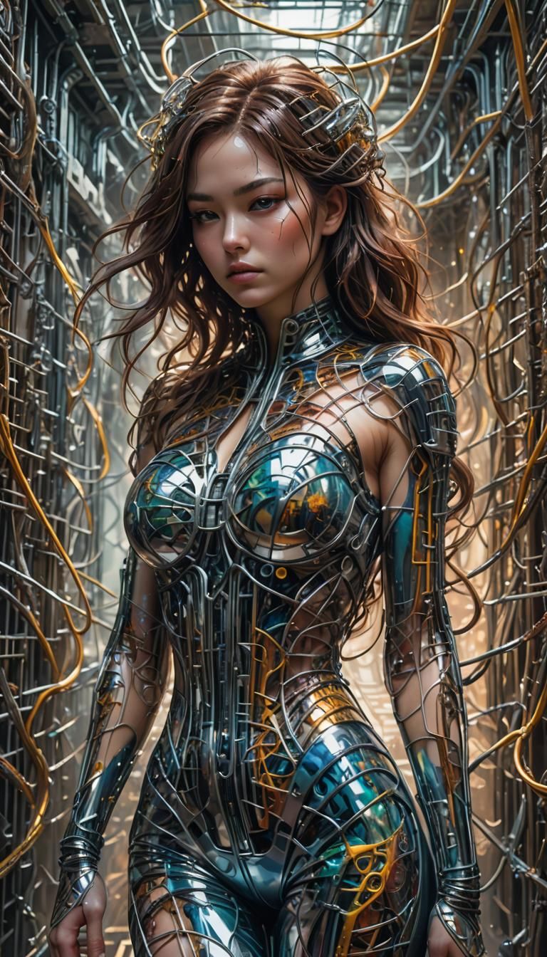 Chrome Catsuit in Sci-Fi Maze: Anime Key Visual