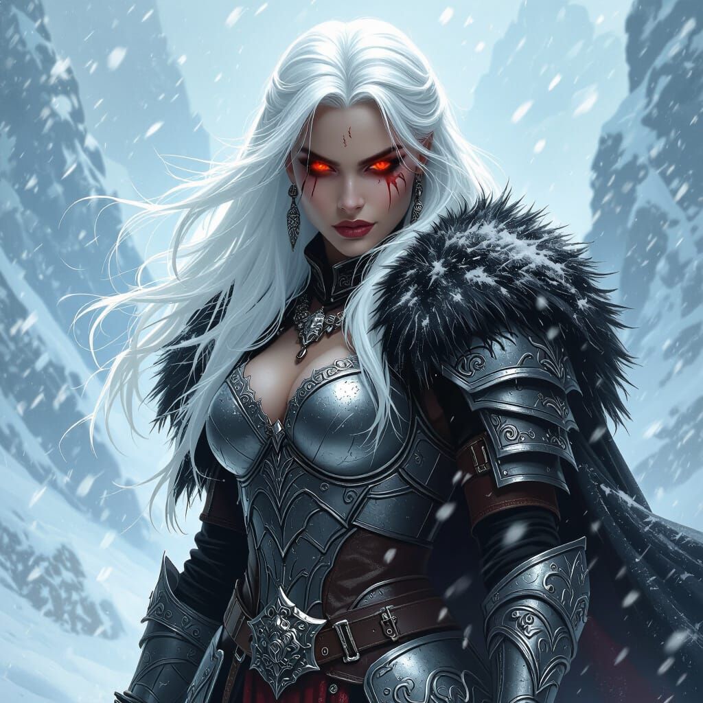 Barbarian Queen in Blizzard: Dark Fantasy Art