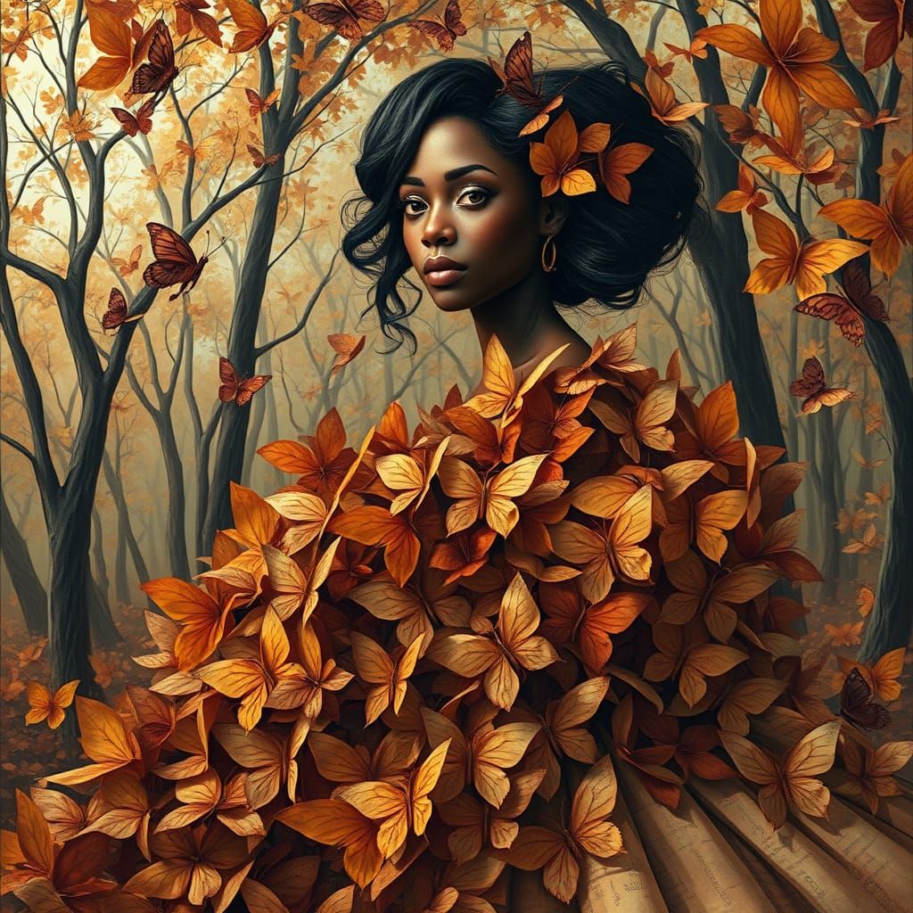 Melancholic Paper-Texture Fantasy Portrait