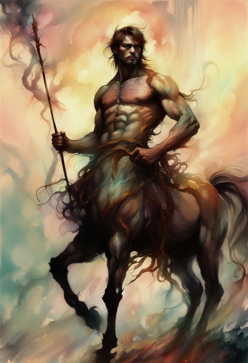 Mystical Centaur in Dark Fantasy Style
