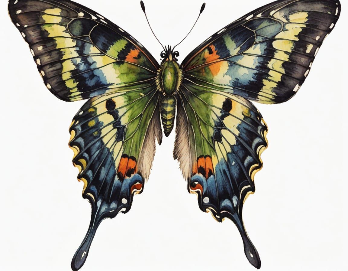 Delicate Butterfly in Watercolor Elegance