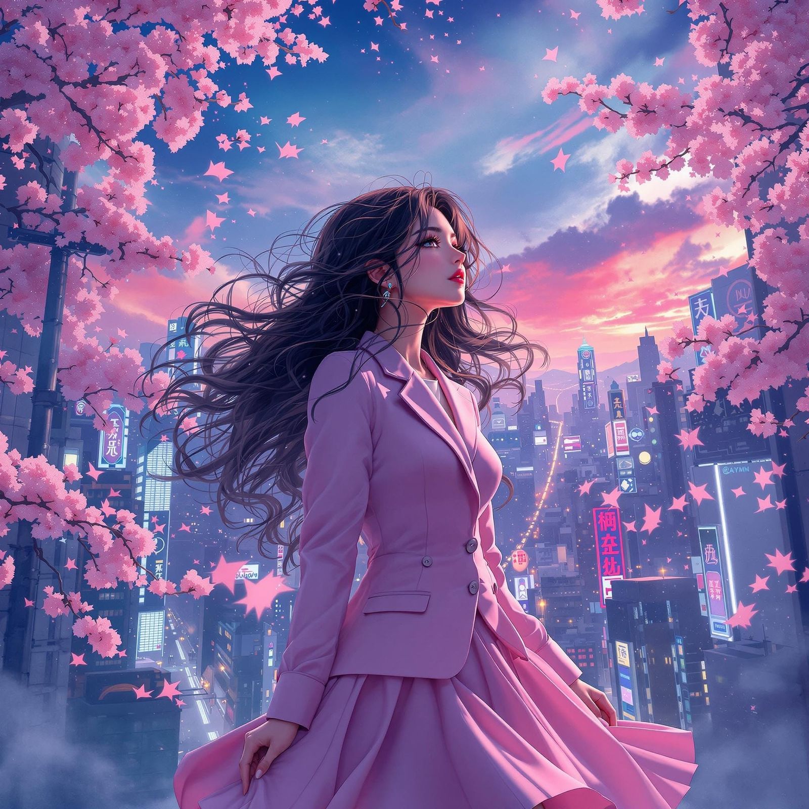 Ethereal 80s Anime-Inspired Schoolgirl Lost in Tokyo Dreamsc...