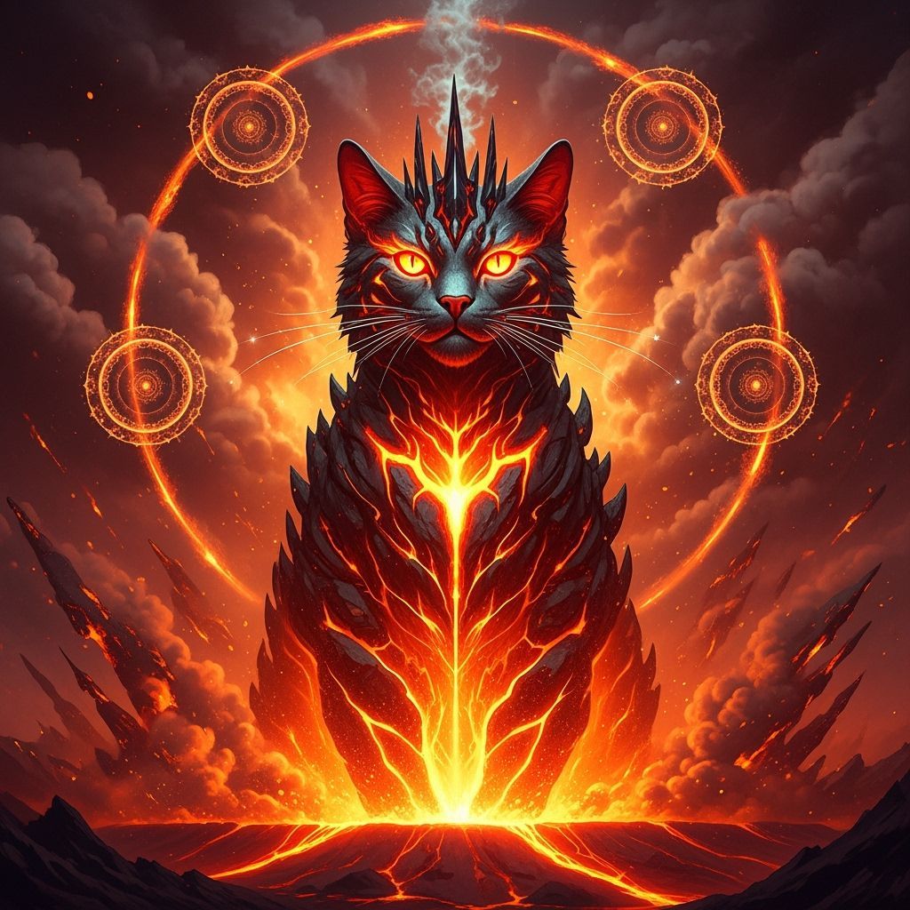 Volcanic Cat Deity of Fire and Ash