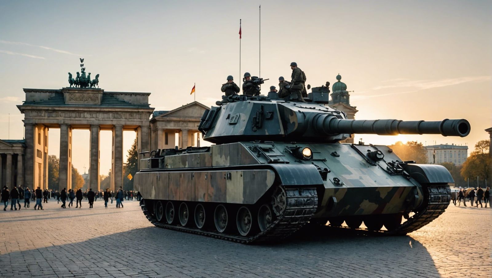 German Tank at Brandenburg Gate, Double Exposure