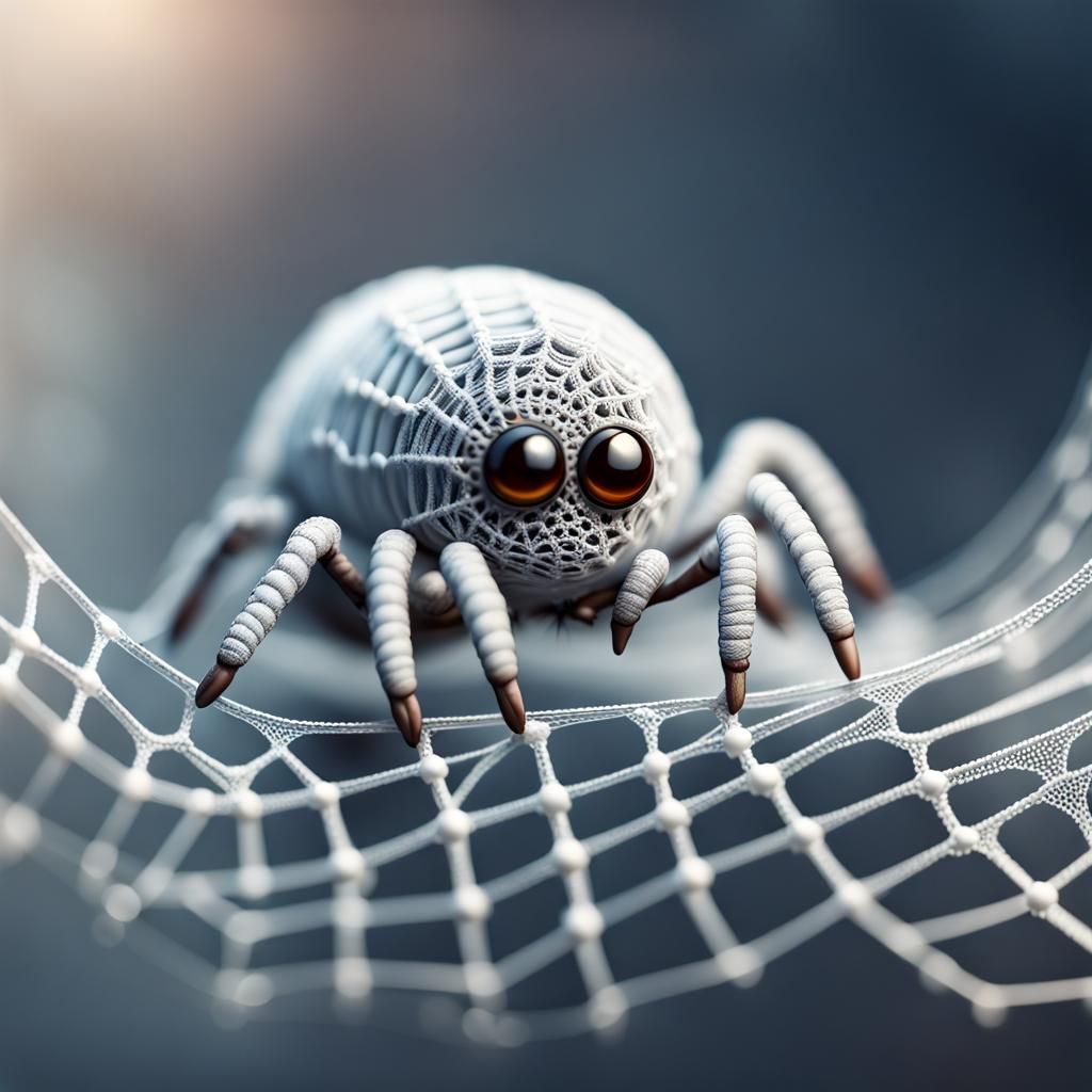 Chibi Silkworm in Cozy Spider Web Lace