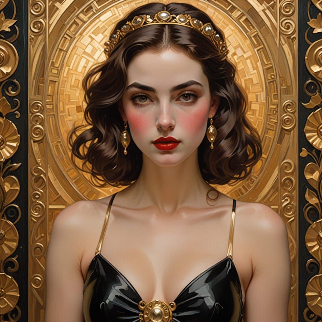 Goddess in Luxurious Red Swimsuit Captured in Stunning Detai...