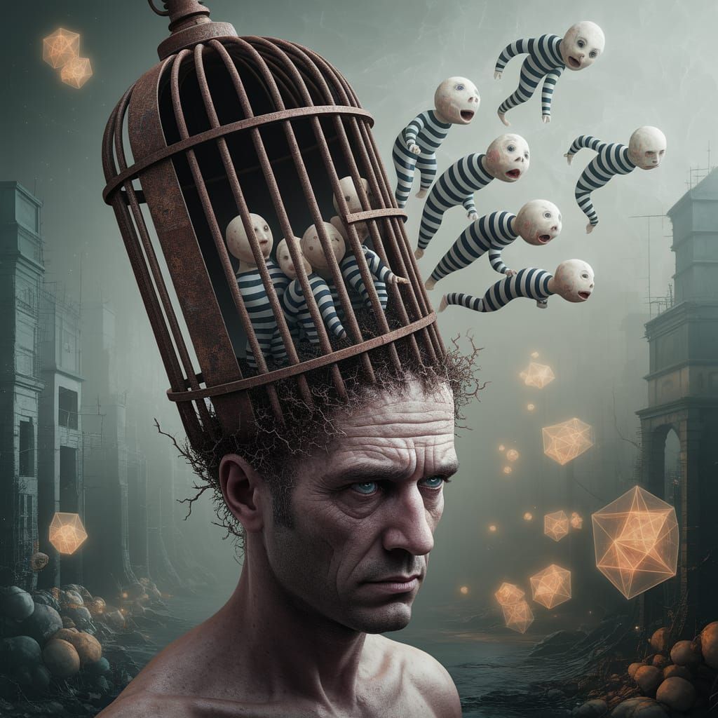 Surrealist Prison of the Mind in a Painterly Style